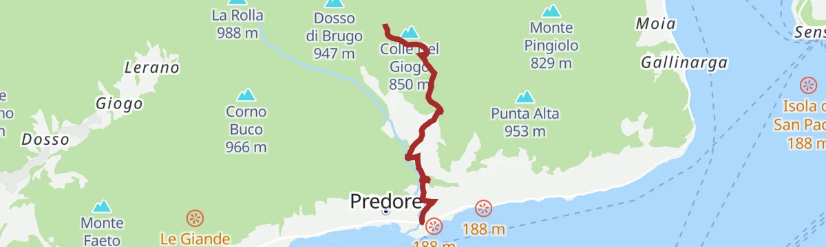 Route map: Sentiero Cimacarda